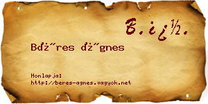 Béres Ágnes névjegykártya
